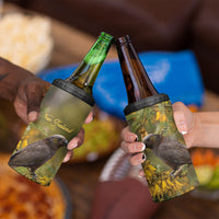 New Zealand Kaka Bird 4 in 1 Can Cooler Tumbler Kowhai Flower Landscape Style LT22 - Polynesian Pride