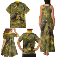New Zealand Kaka Bird Family Matching Tank Maxi Dress and Hawaiian Shirt Kowhai Flower Landscape Style LT22 - Polynesian Pride