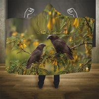 New Zealand Kaka Bird Hooded Blanket Kowhai Flower Landscape Style