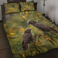 New Zealand Kaka Bird Quilt Bed Set Kowhai Flower Landscape Style