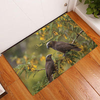 New Zealand Kaka Bird Rubber Doormat Kowhai Flower Landscape Style