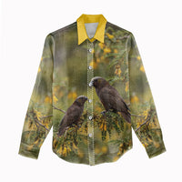 New Zealand Kaka Bird Women Casual Shirt Kowhai Flower Landscape Style LT22 - Polynesian Pride