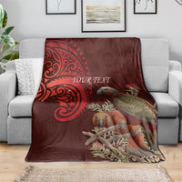 New Zealand Kaka Bird Personalised Blanket Pohutukawa Matariki Maori Pattern