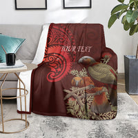 New Zealand Kaka Bird Personalised Blanket Pohutukawa Matariki Maori Pattern