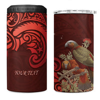 New Zealand Kaka Bird Personalised 4 in 1 Can Cooler Tumbler Pohutukawa Matariki Maori Pattern LT22 One Size: 16 oz Red - Polynesian Pride