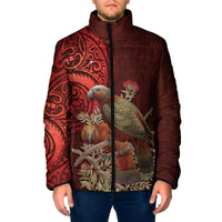 New Zealand Kaka Bird Personalised Padded Jacket Pohutukawa Matariki Maori Pattern