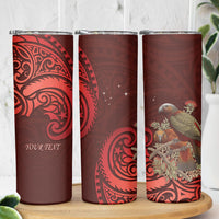 New Zealand Kaka Bird Personalised Skinny Tumbler Pohutukawa Matariki Maori Pattern LT22 - Polynesian Pride