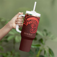 New Zealand Kaka Bird Personalised Tumbler With Handle Pohutukawa Matariki Maori Pattern
