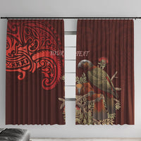 New Zealand Kaka Bird Personalised Window Curtain Pohutukawa Matariki Maori Pattern