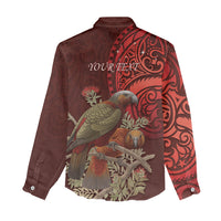 New Zealand Kaka Bird Personalised Women Casual Shirt Pohutukawa Matariki Maori Pattern LT22 - Polynesian Pride