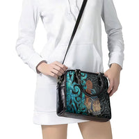 New Zealand Tui Bird Wahaika Shoulder Handbag Maori Weapon Paua Shell Koru Pattern