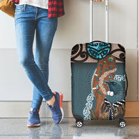 New Zealand Tui Bird Maripi Luggage Cover Maori Weapon Kowhaiwhai Pattern