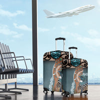 New Zealand Tui Bird Maripi Luggage Cover Maori Weapon Kowhaiwhai Pattern