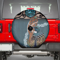 New Zealand Tui Bird Maripi Spare Tire Cover Maori Weapon Kowhaiwhai Pattern