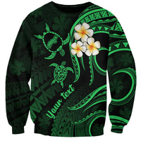 Personalised Niihau Hawaii Sweatshirt Polynesian Tattoo and Pacific Plumeria Green Vibe LT9 Unisex Green - Polynesian Pride