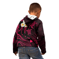 Personalised Niihau Hawaii Kid Hoodie Polynesian Tattoo and Pacific Plumeria Pink Vibe LT9 - Polynesian Pride