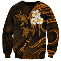 Personalised Lanai Hawaii Sweatshirt Polynesian Tattoo and Pacific Plumeria Gold Vibe LT9 Unisex Gold - Polynesian Pride
