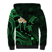 Personalised Lanai Hawaii Sherpa Hoodie Polynesian Tattoo and Pacific Plumeria Green Vibe LT9 - Polynesian Pride