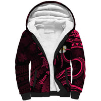 Personalised Kauai Hawaii Sherpa Hoodie Polynesian Tattoo and Pacific Plumeria Pink Vibe LT9 Unisex Pink - Polynesian Pride