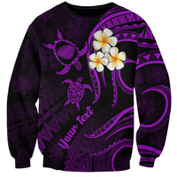 Personalised Kauai Hawaii Sweatshirt Polynesian Tattoo and Pacific Plumeria Purple Vibe LT9 Unisex Purple - Polynesian Pride