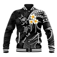 Personalised Kauai Hawaii Baseball Jacket Polynesian Tattoo and Pacific Plumeria White Vibe LT9 Unisex White - Polynesian Pride