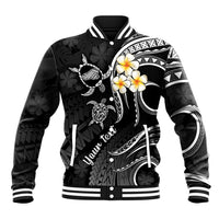 Personalised Kahoolawe Hawaii Baseball Jacket Polynesian Tattoo and Pacific Plumeria White Vibe LT9 Unisex White - Polynesian Pride
