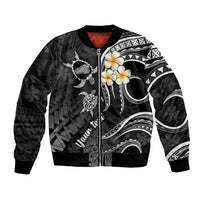 Personalised Kahoolawe Hawaii Bomber Jacket Polynesian Tattoo and Pacific Plumeria White Vibe LT9 Unisex White - Polynesian Pride