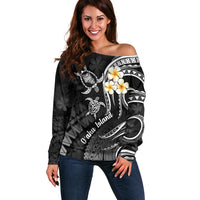 Hawaii Off Shoulder Sweater Oahu Islands Pacific Plumeria White Vibe LT9 Women White - Polynesian Pride