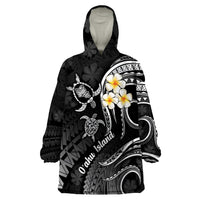 Hawaii Wearable Blanket Hoodie Oahu Islands Pacific Plumeria White Vibe LT9 One Size White - Polynesian Pride