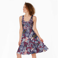Manuia le Kerisimasi American Samoa Midi Dress Pacific Patchwork Xmas Vibes - Polynesian Pride