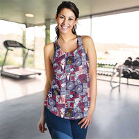 Manuia le Kerisimasi American Samoa Women Racerback Tank Pacific Patchwork Xmas Vibes - Polynesian Pride