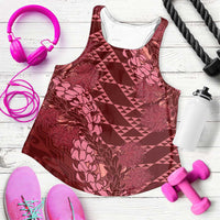 Maroon Aloha Hawaii Women Racerback Tank Hawaiian Kakau Ohia Lehua Lei LT14 Maroon - Polynesian Pride
