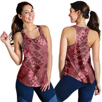 Maroon Aloha Hawaii Women Racerback Tank Hawaiian Kakau Ohia Lehua Lei LT14 - Polynesian Pride