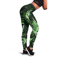 Matariki New Zealand Leggings Maori Pattern Green Galaxy - Polynesian Pride