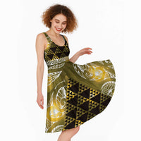 Matariki New Zealand Midi Dress NZ Niho Taniwha Maori New Year Yellow Galaxy LT14 - Polynesian Pride