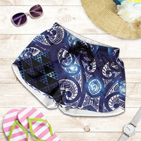 Matariki New Zealand Shorts for Women NZ Niho Taniwha Maori New Year Blue Galaxy LT14 Blue - Polynesian Pride