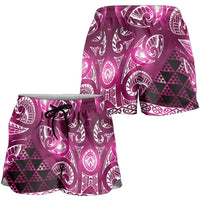Matariki New Zealand Shorts for Women NZ Niho Taniwha Maori New Year Pink Galaxy LT14 - Polynesian Pride