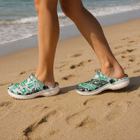Matie Tahiti Tiare Monstera Clogs Shoes Polynesian Pattern Curve Style - Polynesian Pride