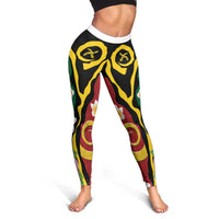 Melanesian Vanuatu Tribal Boar Tusk Leggings Tropical Plants and Namele Motifs LT03 - Polynesian Pride