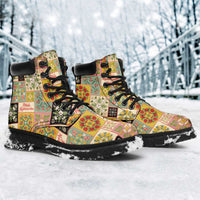 Mele Kalikimaka Hawaii Christmas All Season Boots Melemele Mama Seamless Floral Motif LT9 - Polynesian Pride