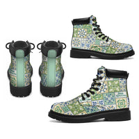 Mele Kalikimaka Hawaii Christmas All Season Boots Omaomao Seamless Floral Motif LT9 - Polynesian Pride