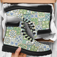 Mele Kalikimaka Hawaii Christmas All Season Boots Omaomao Seamless Floral Motif LT9 Green - Polynesian Pride