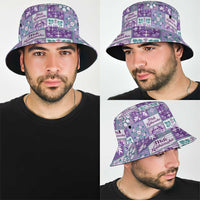 Mele Kalikimaka Hawaii Christmas Bucket Hat Poni Seamless Floral Motif - Polynesian Pride