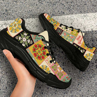 Mele Kalikimaka Hawaii Christmas Chunky Sneakers Melemele Mama Seamless Floral Motif LT9 - Polynesian Pride