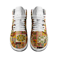 Mele Kalikimaka Hawaii Christmas High Sneakers AJ1 Melemele Mama Seamless Floral Motif LT9 - Polynesian Pride