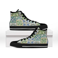 Mele Kalikimaka Hawaii Christmas High Top Shoes Omaomao Seamless Floral Motif LT9 - Polynesian Pride