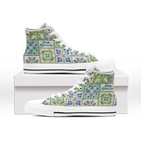 Mele Kalikimaka Hawaii Christmas High Top Shoes Omaomao Seamless Floral Motif LT9 - Polynesian Pride