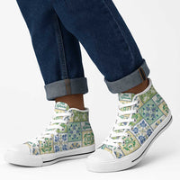 Mele Kalikimaka Hawaii Christmas High Top Shoes Omaomao Seamless Floral Motif LT9 - Polynesian Pride