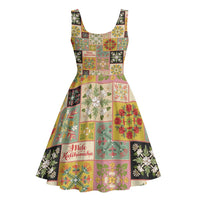 Mele Kalikimaka Hawaii Christmas Midi Dress Melemele Mama Seamless Floral Motif LT9 - Polynesian Pride