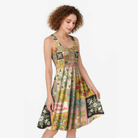 Mele Kalikimaka Hawaii Christmas Midi Dress Melemele Mama Seamless Floral Motif LT9 - Polynesian Pride